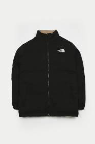 Чёрная куртка шерпа TNF двухсторонняя с фирменным логотипом