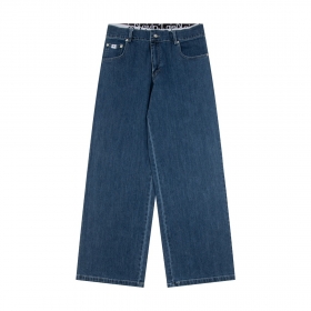 Синие прямые джинсы Calvin Klein с резинкой от трусов на талии
