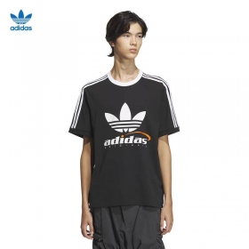 Базовая в черном цвете футболка Adidas с белыми лампасами