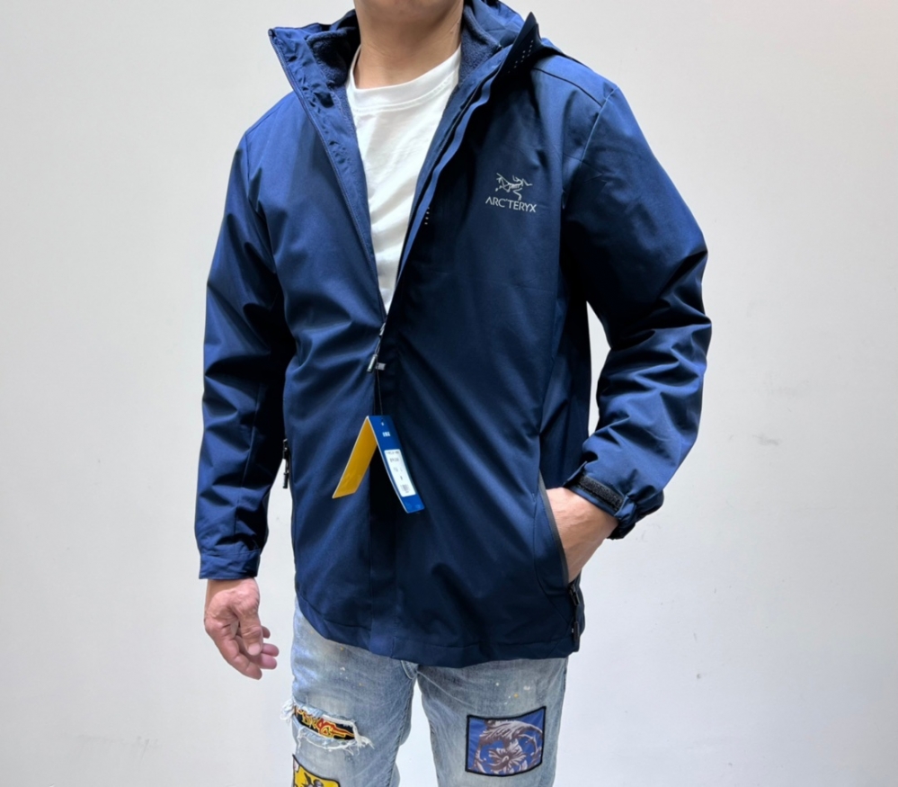 Синяя куртка Arcteryx 2 в 1 с флисовой олимпийкой-подкладкой
