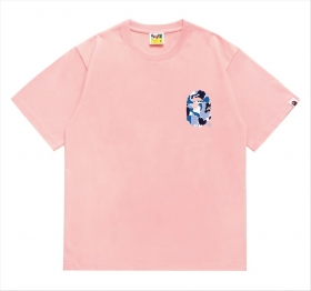 Легкая футболка в розовом цвете BAPE с принтом на спине