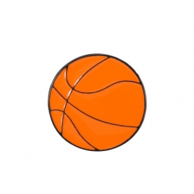 Металлический оранжевый круглый пин "Баскетбольный мяч"