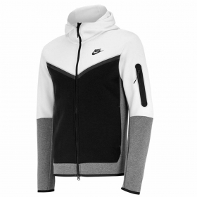 Чёрно-белая зип худи Nike Tech Fleece с капюшоном