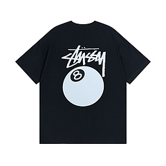 Черная футболка Stussy с фирменным белым принтом "бильярдный шар"