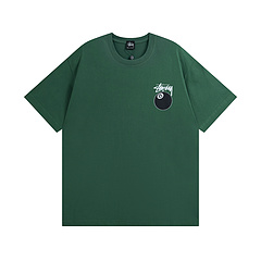 Темно-зеленая хлопковая футболка Stussy с принтом "шар №8"