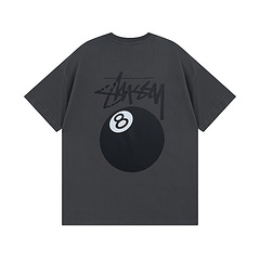 Stussy футболка серого цвета с фирменным лого "шар №8"