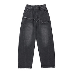 Черные джинсы UNINHIBITEDNESS на прочном шнурке-фиксаторе