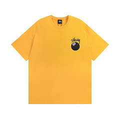 Желтая повседневная футболка Stussy с принтом "черный шар"