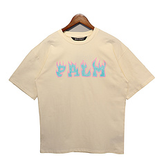 Кремовая футболка Palm Angels с фирменным буквенным принтом
