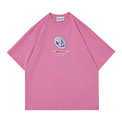 Розовая футболка бренда MADEEXTREME с принтом "летающая тарелка"