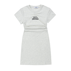 Светло-серое платье бренда UNINHIBITEDNESS с логотипом