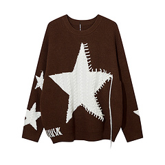 Коричневый теплый свитер Smoking Time со звездой спереди