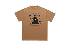 Коричневая футболка с качественным принтом "CUTE PUPPY"