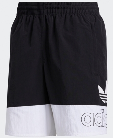 Чёрно-белые спортивные шорты с логотипом сбоку Adidas на резинке