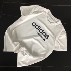Хлопковая белая футболка с логотипом на груди Adidas