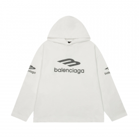 Белого цвета худи Balenciaga оригинальная модель с напечатанным лого