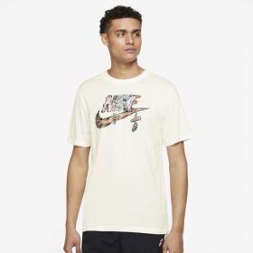 Хлопковая белая с коротким рукавом и спущенным плечом футболка Nike