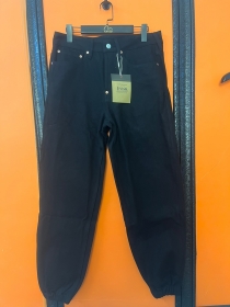 Широкие с резинкой внизу джинсы Evisu со средней посадкой и принтом
