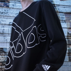 Adidas удлинённый свободного кроя чёрный свитшот с логотипом