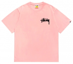 Повседневная футболка BAPE с логотипом в розовом цвете