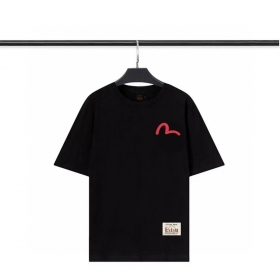Хлопковая прямого покроя футболка Evisu чёрная с принтом