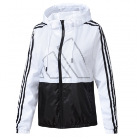 Универсальная чёрно-белая ветровка Adidas на молнии с карманами