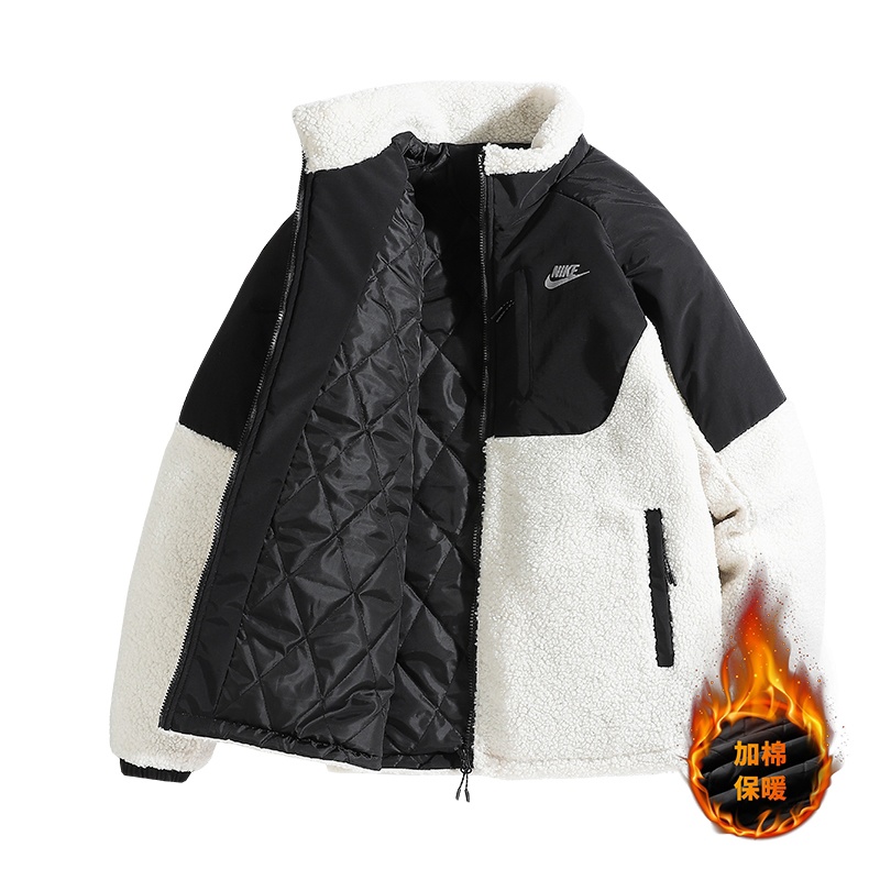 Чёрно-белая Nike куртка с воротником и карманами на молнии