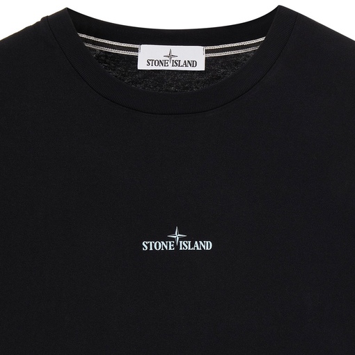 Чёрная футболка с логотипом Stone Island и коротким рукавом