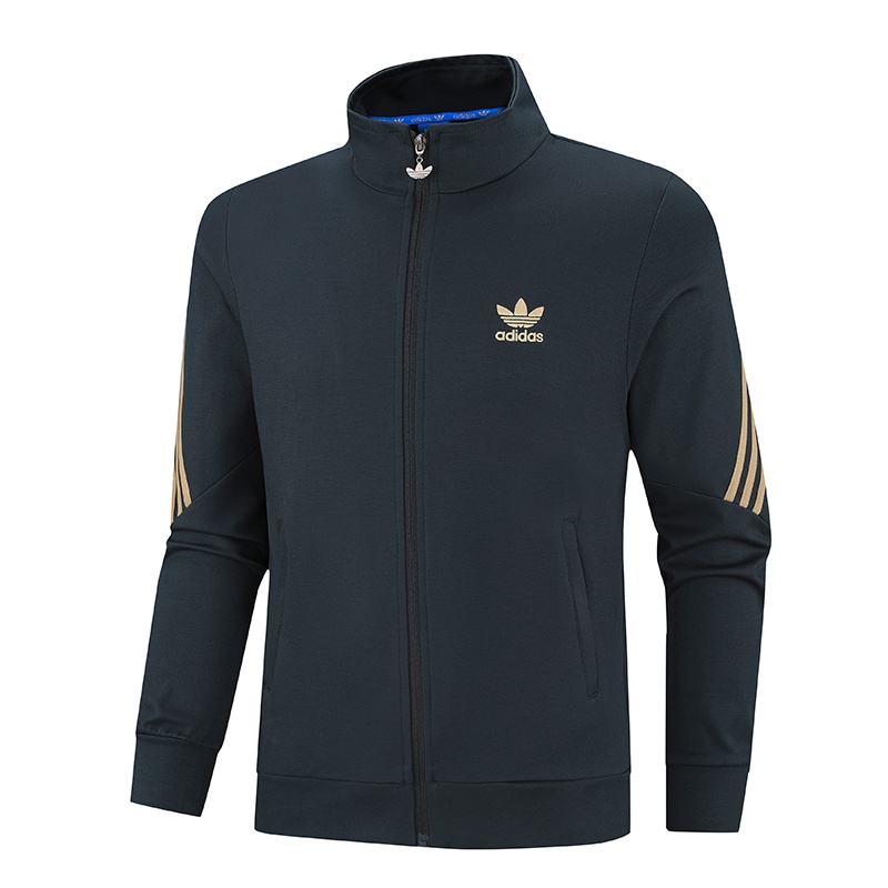 Тёмно-синяя с логотипом Adidas эластичная олимпийка