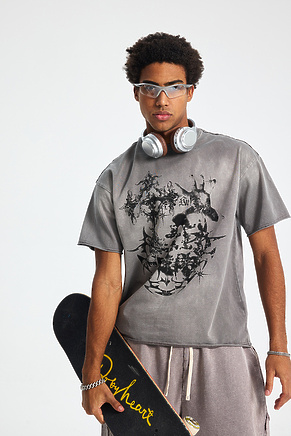 Трендовая серая футболка с опущенной плечевой линией ARTIEMASTER