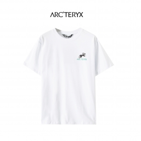 Белая хлопковая футболка  Arcteryx с логотипом кролика спереди и сзади