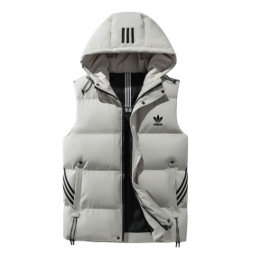 Утепленный серый жилет с капюшоном на молнии от бренда Adidas
