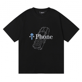 Хлопковая чёрная футболка с принтом "телефон" от бренда Trapstar 