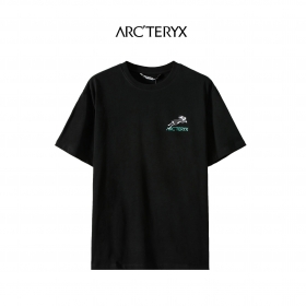 Черная хлопковая футболка Arcteryx с логотипом кролика спереди и сзади