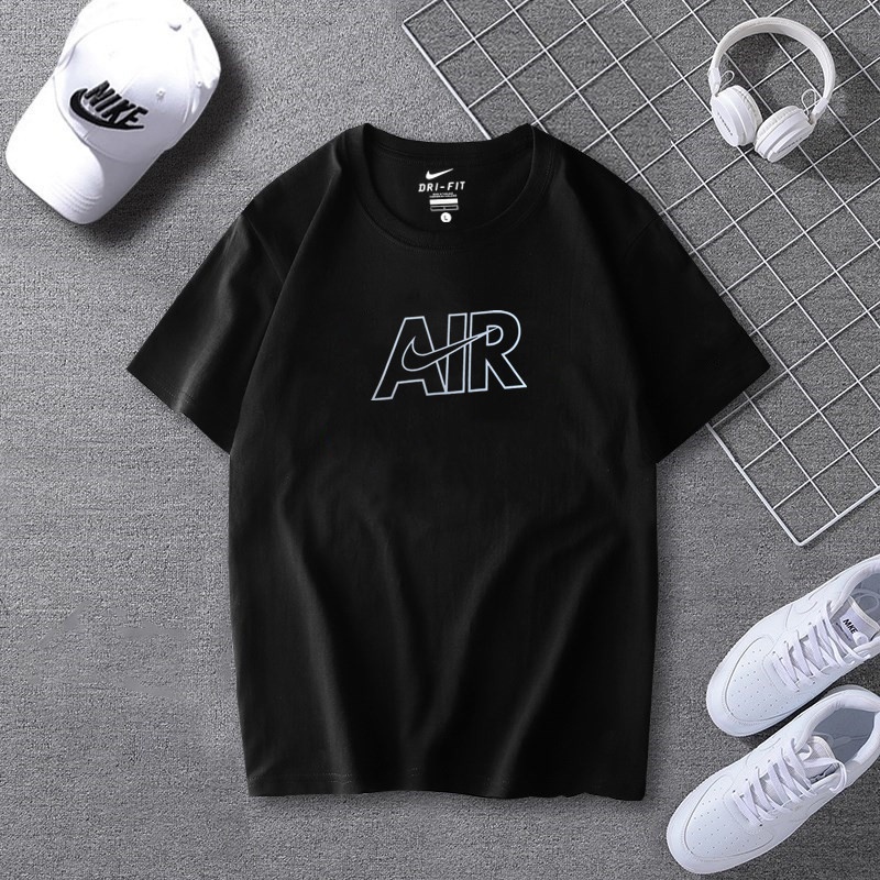 Чёрного-цвета универсальная футболка Nike Air со спущенным плечом