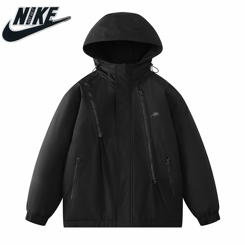 Куртка чёрная Nike с декоративной молнией спереди и капюшоном