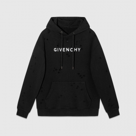 Базовое черное худи от бренда Givenchy с дырками по всей поверхности