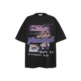 Прочная черная футболка VANCARHELL с ярким принтом спереди