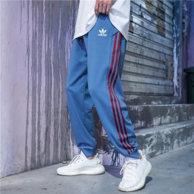 Лёгкие эластичные спортивки Adidas синие на резинке