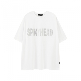 Качественная белая футболка со стразами AW SPIKY HEAD