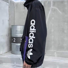 Удлинённый свободного кроя чёрный анорак с лого Adidas