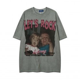 Модная серая Let's Rock футболка с принтом "Дети" крой прямой.