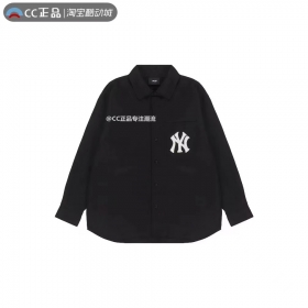 Трендовая чёрная NY рубашка с воротником и вышитым логотипом