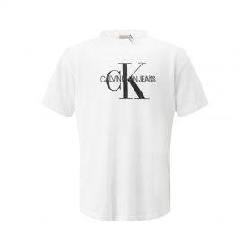Прямого фасона белая с вышитым логотипом Calvin Klein футболка