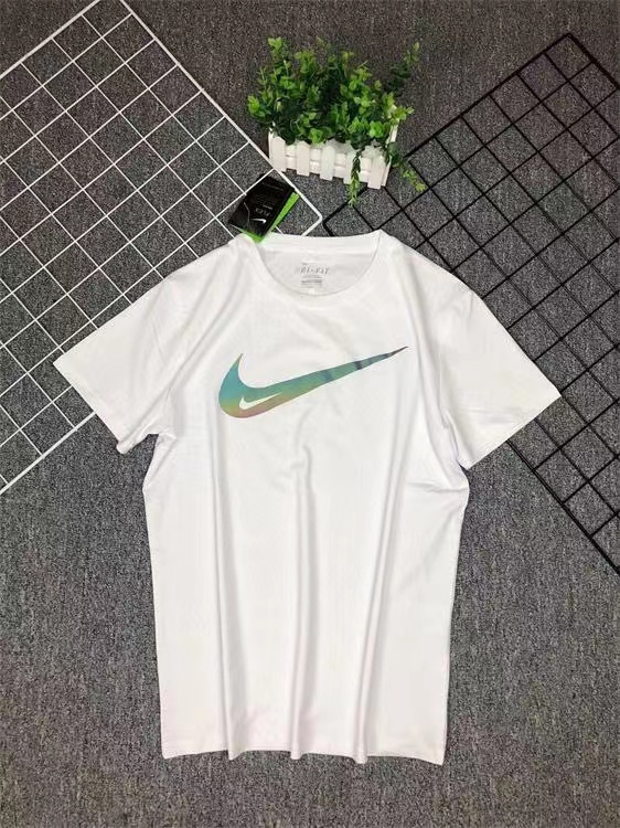 Белая 100% хлопковая футболка Nike свободного кроя с круглым вырезом