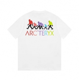 Классическая Arcteryx хлопковая белая футболка с принтом на спине