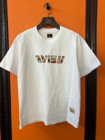Стильная белая с рисунком в стиле Evisu футболка из 100% хлопка